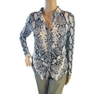 (5 for $25) Jane + Delancey Shirred Snakeskin Print Button Front Blouse